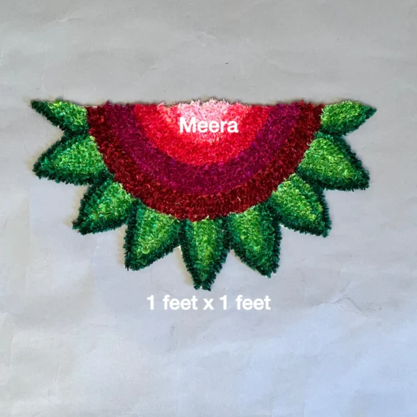 Green Leaf Corner Rangoli Mat